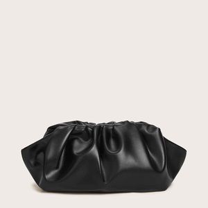 Black Faux Leather Pouch Bag